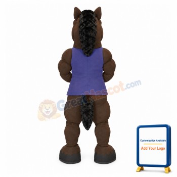 Power Muscular Black Horse Mascot Costume