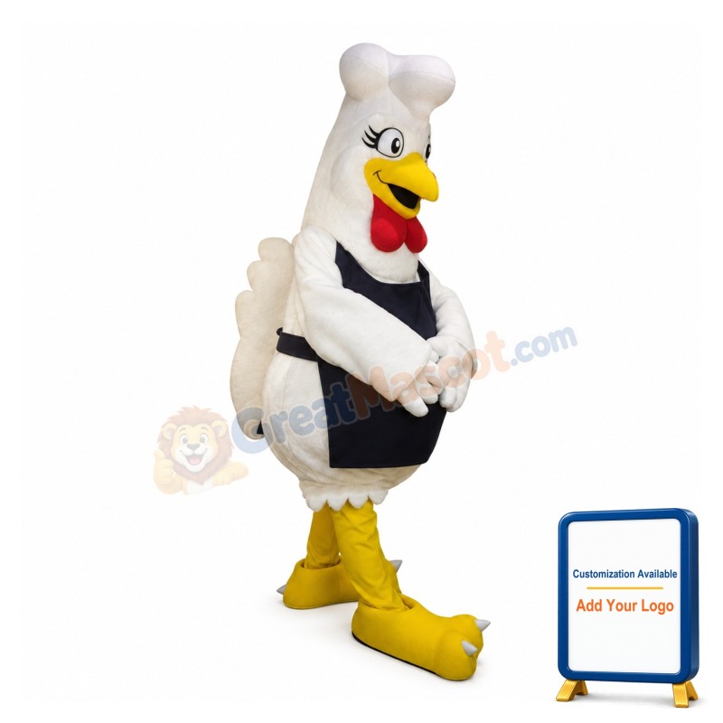 Chef White Chicken Mascot Costume