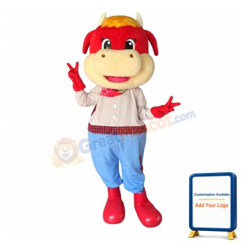 Superb Red Cow Mascot Costume