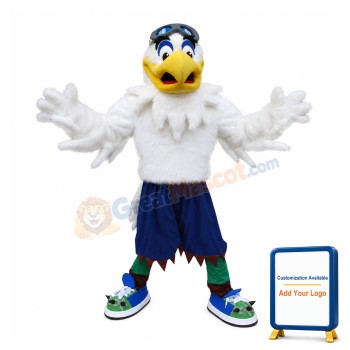 Friendly White Eagle Mascot Costume