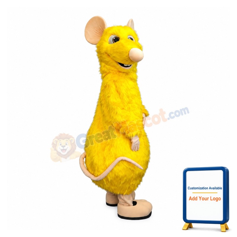 Friendly Yellow Mouse Mascot Costume