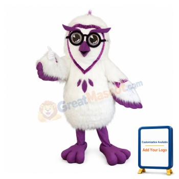 Purple & White Owl Mascot Costume