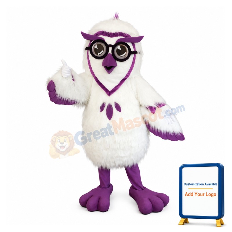 Purple & White Owl Mascot Costume