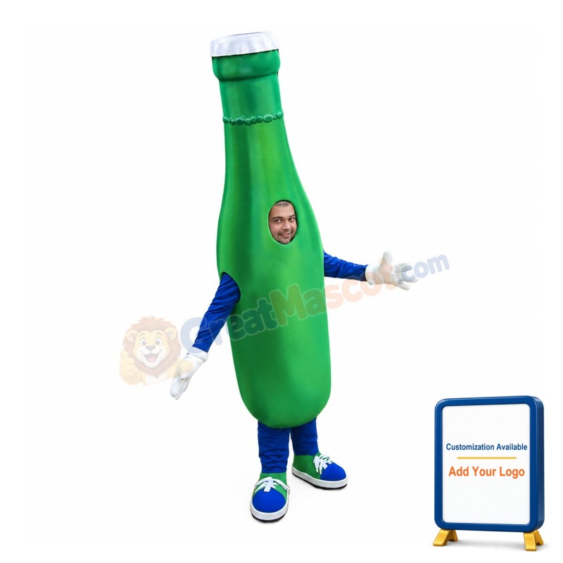 Green Beer Bottle Mascot Costume