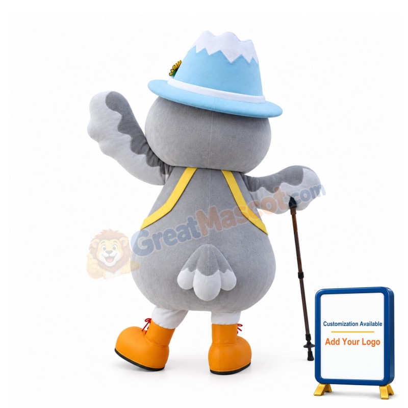 Grey & White Bird Mascot Costume