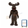 Happy Long Fur Moose Mascot Costume