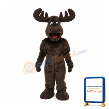 Happy Long Fur Moose Mascot Costume