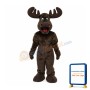 Happy Long Fur Moose Mascot Costume