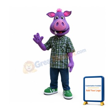 Purple Pig Boy Mascot Costume