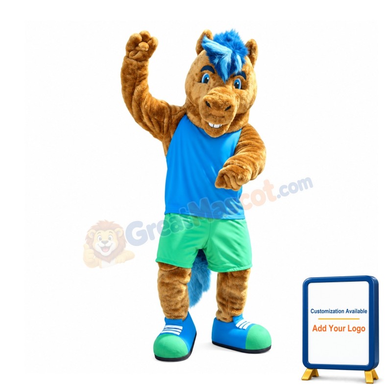 College Power Horse Mascot Costume