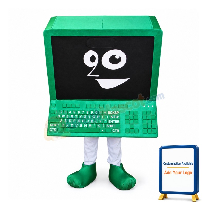 Green Computer Mascot Costume
