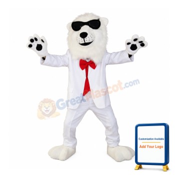 Cool White Lion Mascot Costume