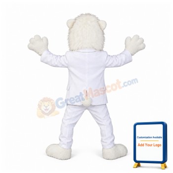 Cool White Lion Mascot Costume
