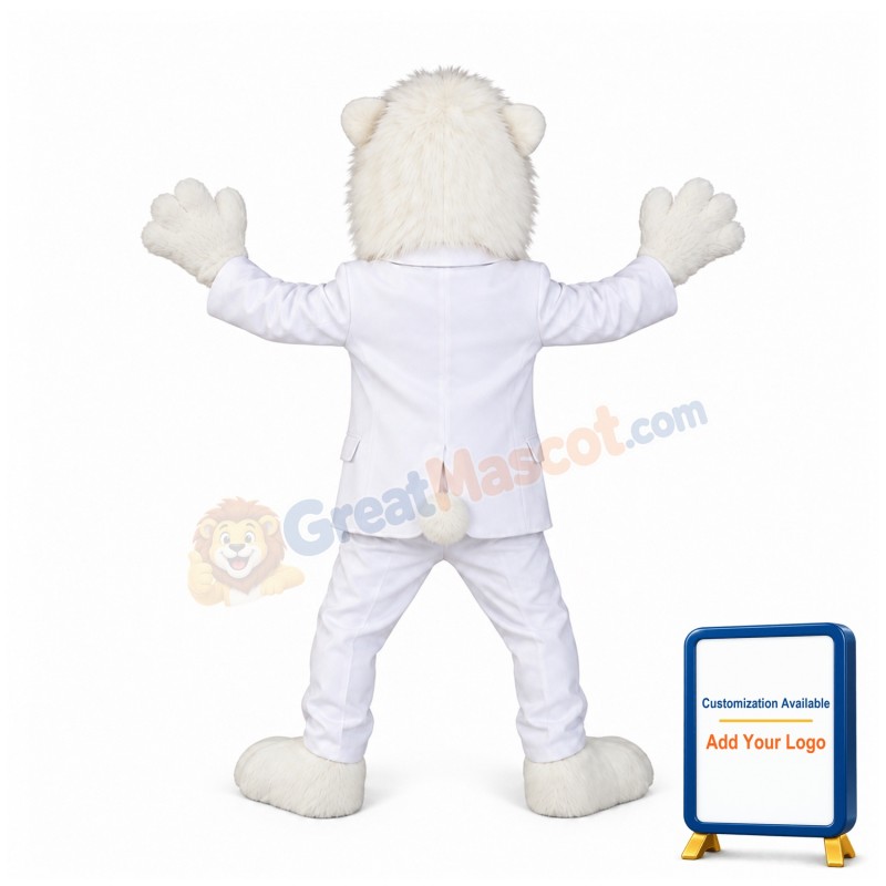 Cool White Lion Mascot Costume