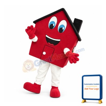 Friendly Red House Mascot Costume