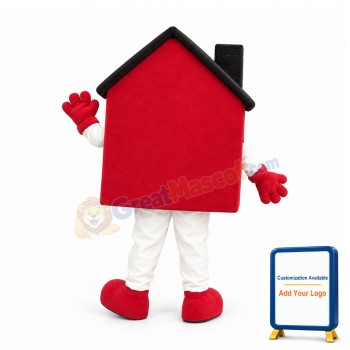 Friendly Red House Mascot Costume