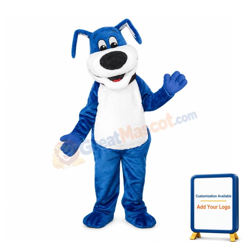 Friendly Blue Dog Mascot Costume