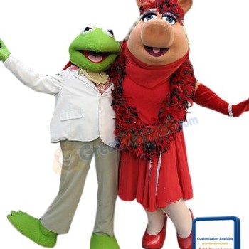 Kermit Frog and Miss Piggy Mascot Costume