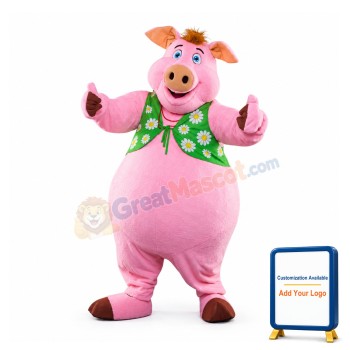 Pink Pig Boy Mascot Costume