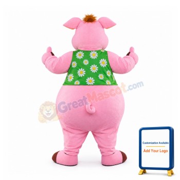 Pink Pig Boy Mascot Costume