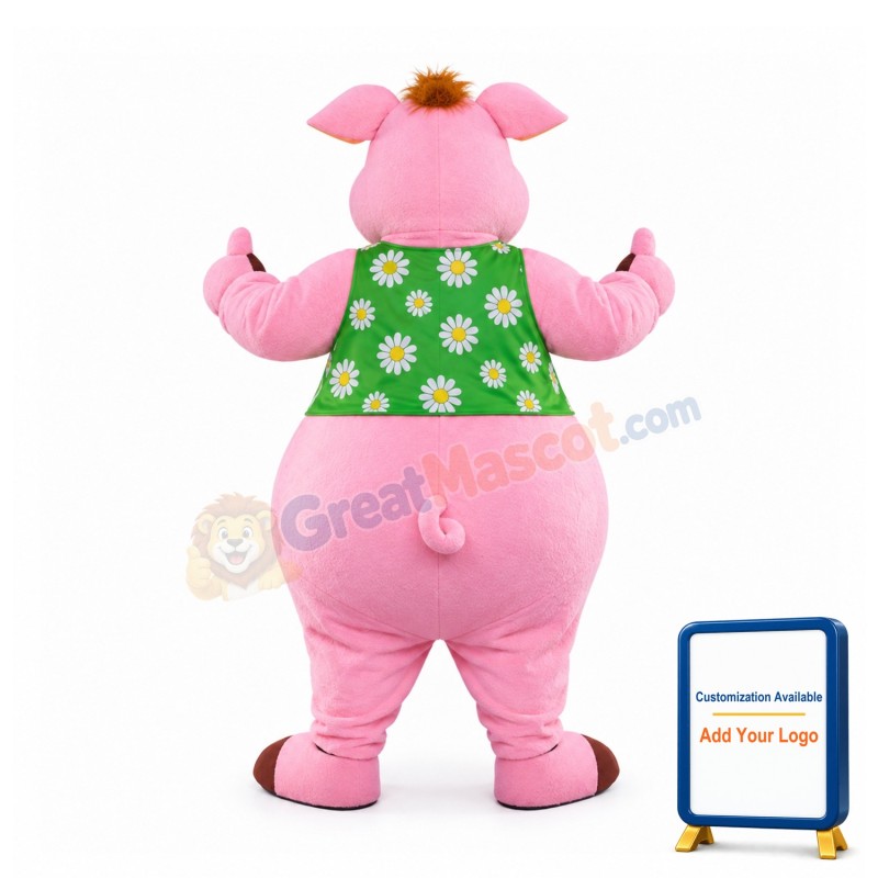 Pink Pig Boy Mascot Costume