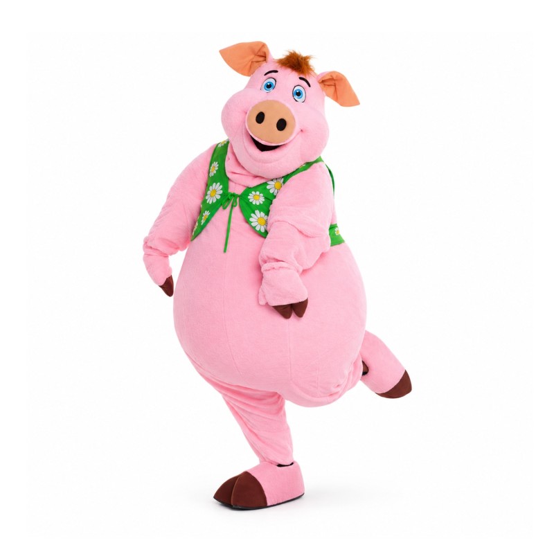 Pink Pig Boy Mascot Costume