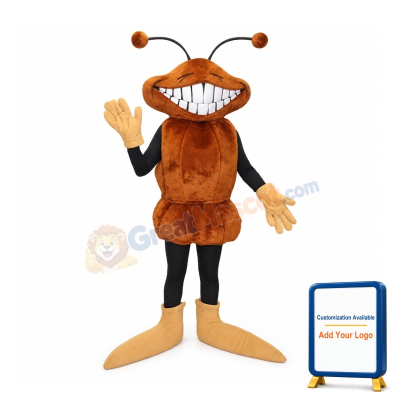 Happy Brown Ant Mascot Costume