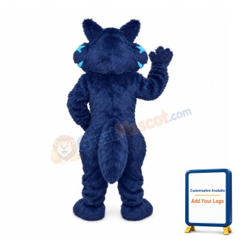 Friendly Blue Wolf Mascot Costume