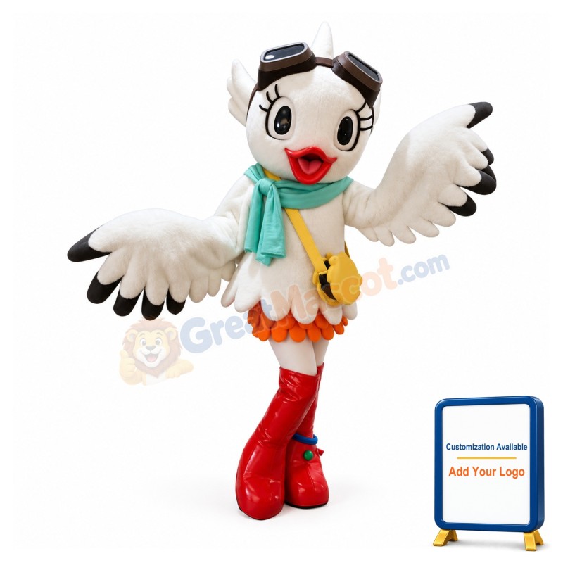 Beautiful White Seabird Mascot Costume