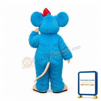 Friendly Blue Mouse Mascot Costume