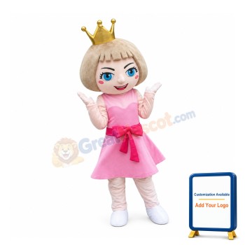Cute Pink Dress Doll Girl Mascot Costume