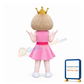 Cute Pink Dress Doll Girl Mascot Costume