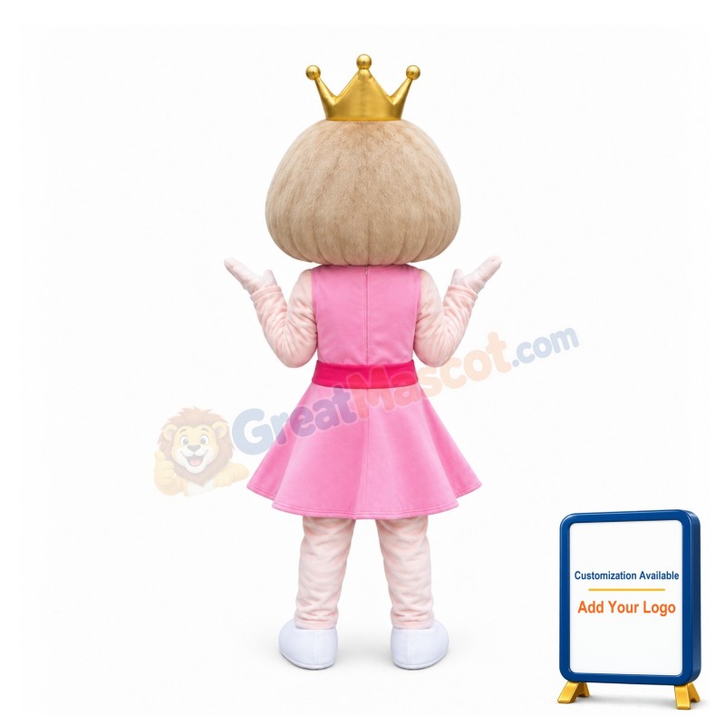 Cute Pink Dress Doll Girl Mascot Costume