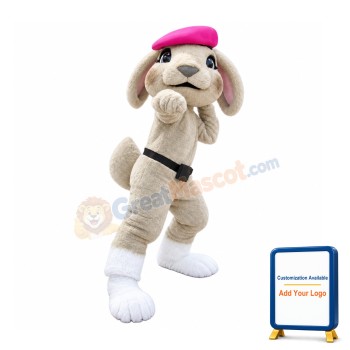 The Pink Beret Bunny Mascot Costume