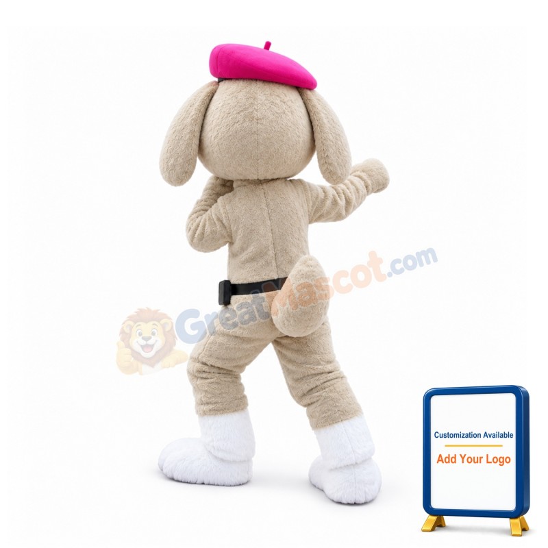 The Pink Beret Bunny Mascot Costume