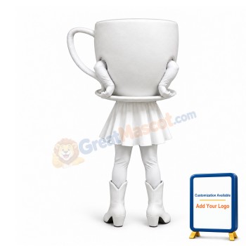 White Coffee Cup Mascot Costume