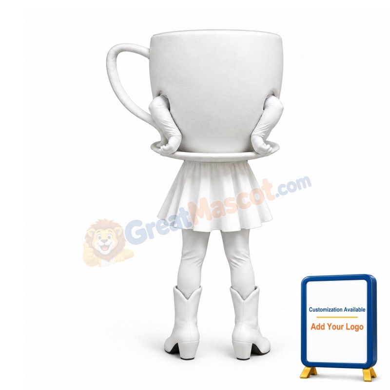 White Coffee Cup Mascot Costume