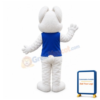 Happy White Rabbit Bunny Mascot Costume