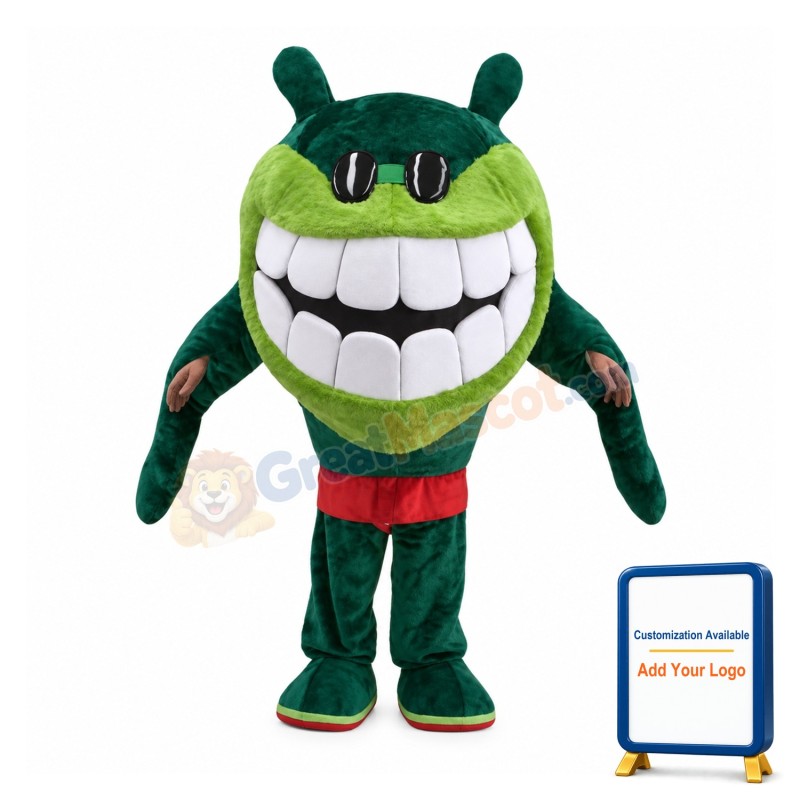 Green Big Mouth Monster Mascot Costume