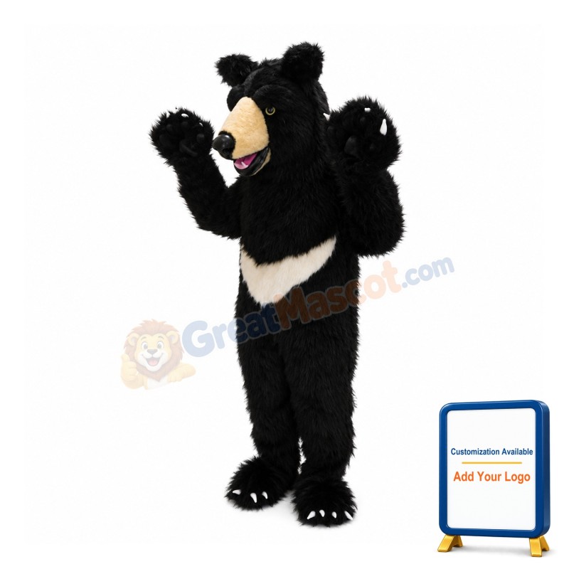 Friendly Realistic Black Bear Mascot Costume