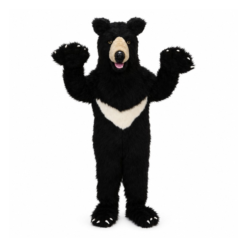 Friendly Realistic Black Bear Mascot Costume