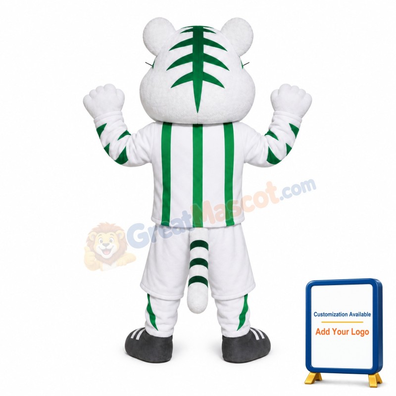 White & Green Tiger Mascot Costume