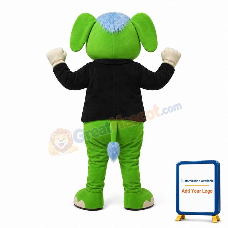 Happy Green Elephant Mascot Costume
