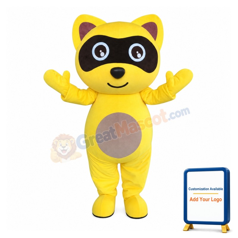 Yellow Raccoon Mascot Costume