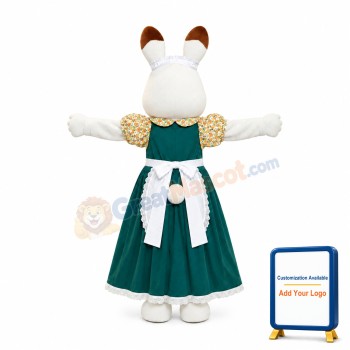 Happy White Deluxe Bunny Mascot Costume
