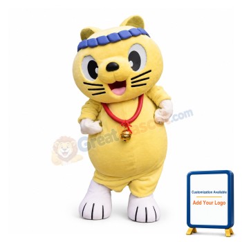 Friendly Yellow Cat Mascot Costume