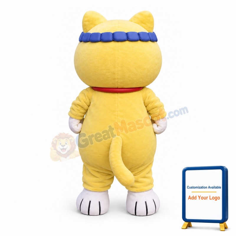 Friendly Yellow Cat Mascot Costume