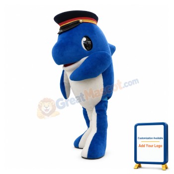 Blue Police Dolphin Mascot Costume