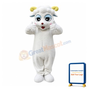 Happy Lightweight White Sheep Mascot Costume