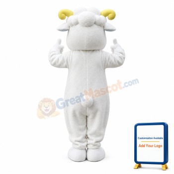 Happy Lightweight White Sheep Mascot Costume